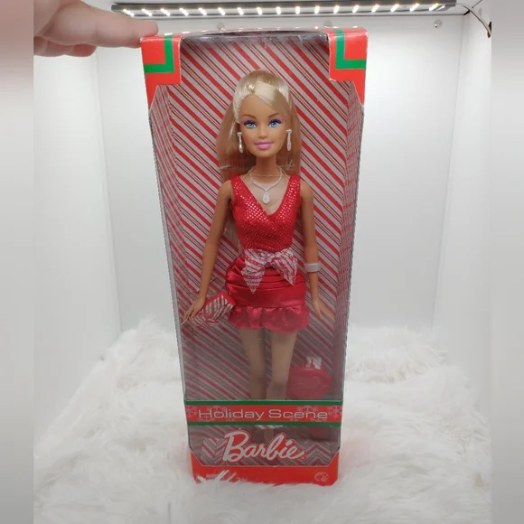 Barbie | Toys | Barbie Holiday Scene 208 Nib Christmas Dress Collectable  Red White Mattel Doll | Poshmark